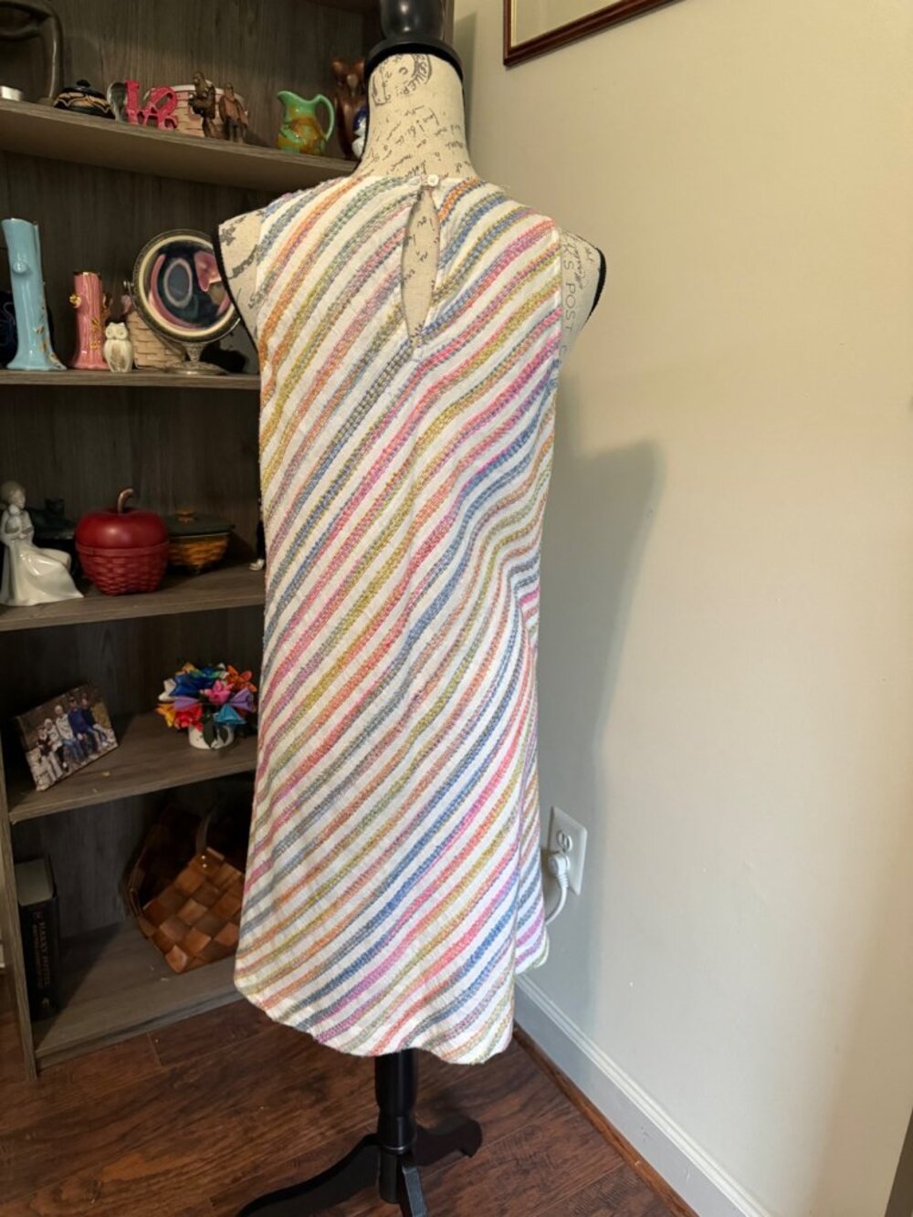 Lou & Grey Dress Diagonal Rainbow Stripe Sleeveless Sundress Small Summer - Picture 7 of 11